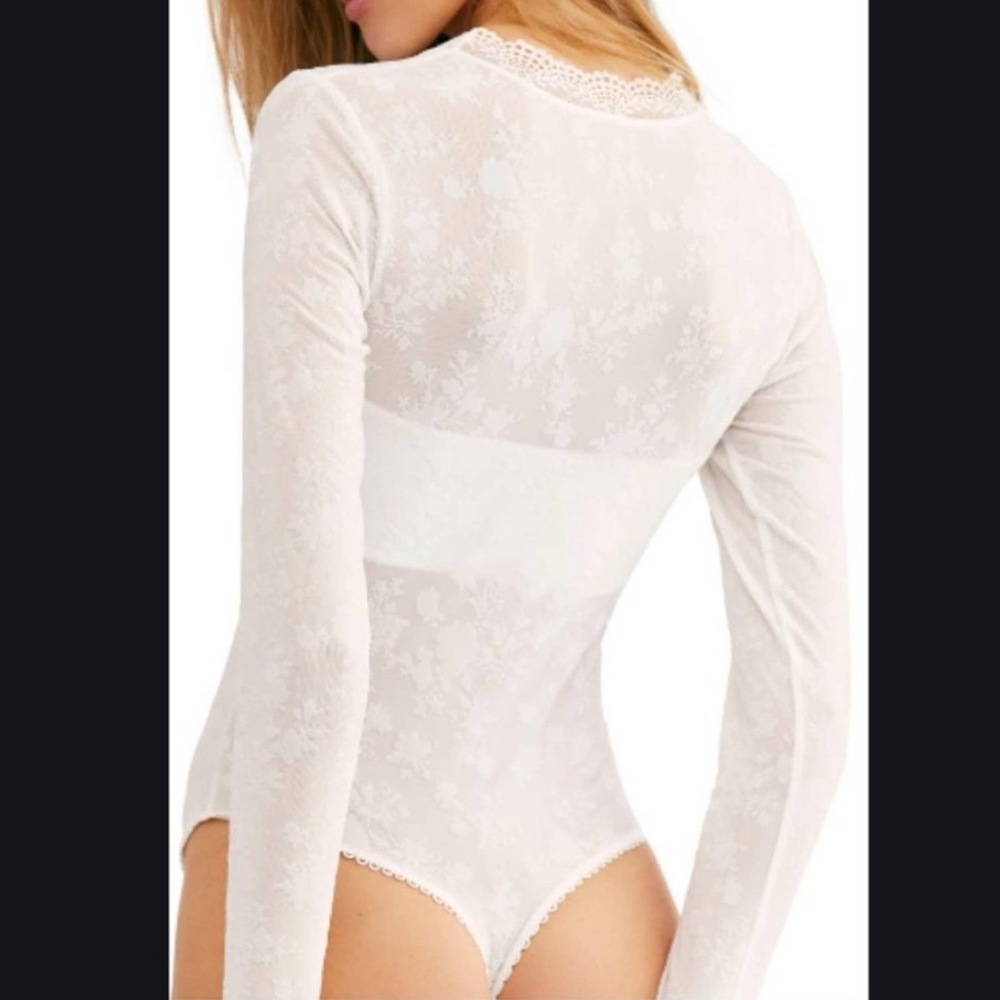 NWT Free People Velvet & Lace Bandeau Bodysuit - Picture 4 of 7